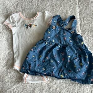 6-9 month Disney baby girl matching floral Minnie Mouse set